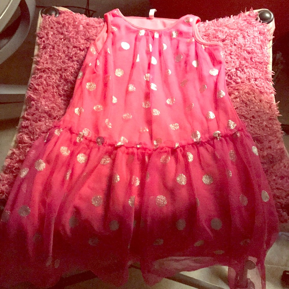 Pink dress with silver polka dots